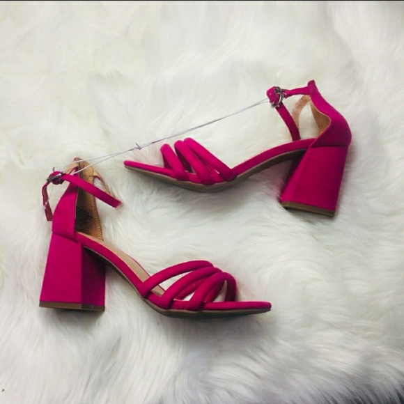 a new day Shoes - Fuscia Pink Ankle Strap Block Chunky Heels